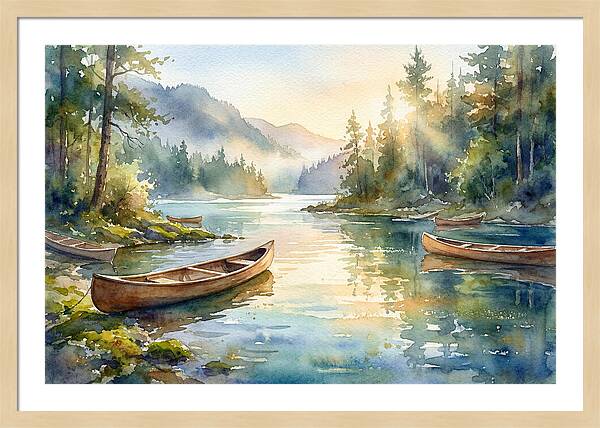 Canoes On Serene Waters