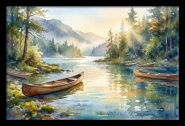 Canoes On Serene Waters