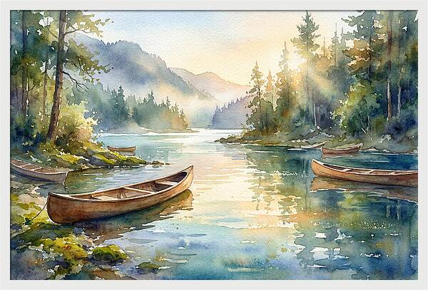 Canoes On Serene Waters