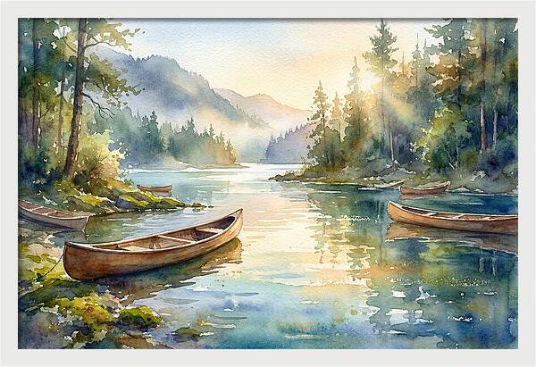 Canoes On Serene Waters