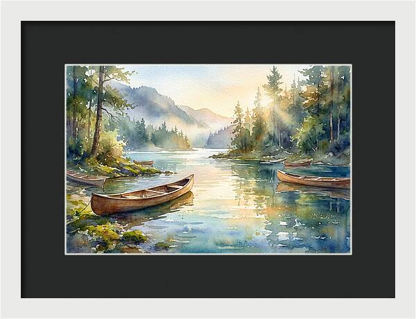 Canoes On Serene Waters