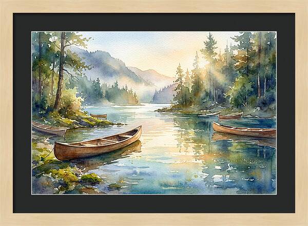 Canoes On Serene Waters