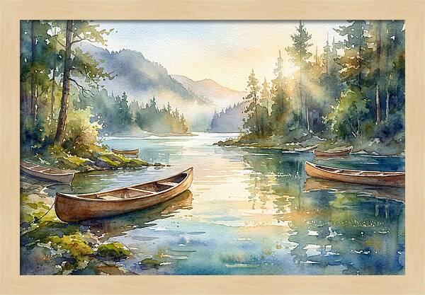 Canoes On Serene Waters