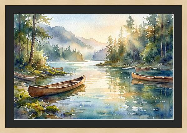 Canoes On Serene Waters