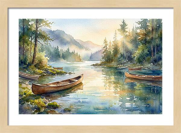 Canoes On Serene Waters
