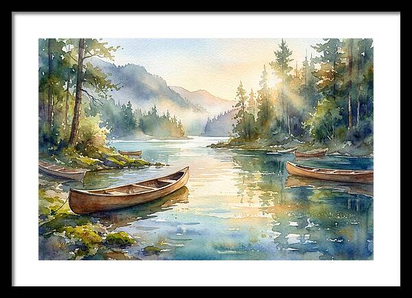 Canoes On Serene Waters