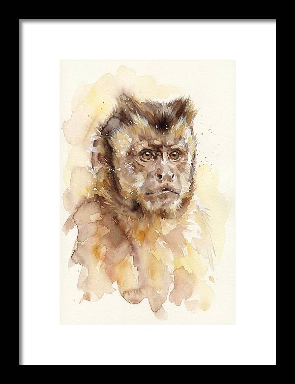 Capuchin Monkey Watercolor Portrait