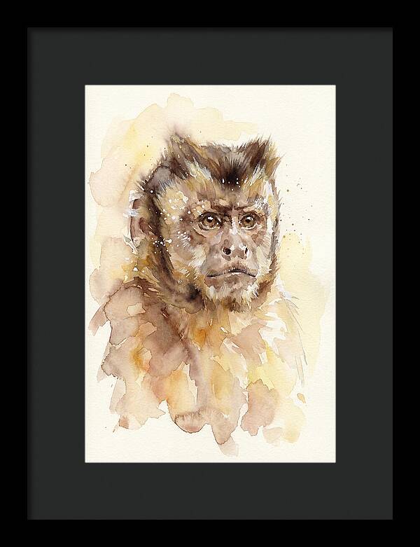 Capuchin Monkey Watercolor Portrait