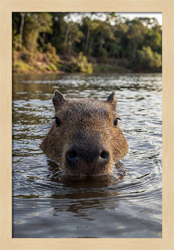 Capybara Floating In Tranquil Waters