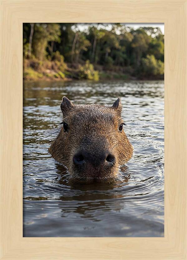 Capybara Floating In Tranquil Waters