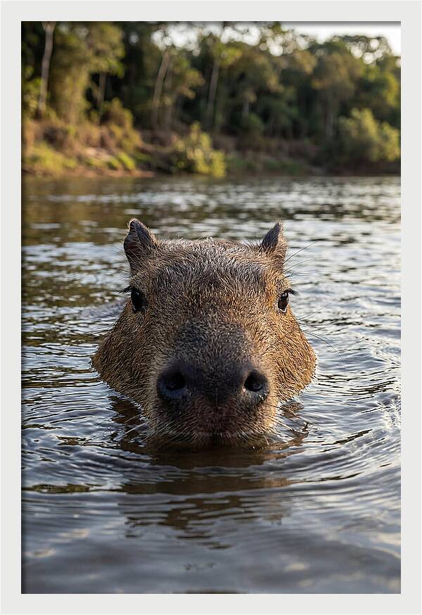 Capybara Floating In Tranquil Waters