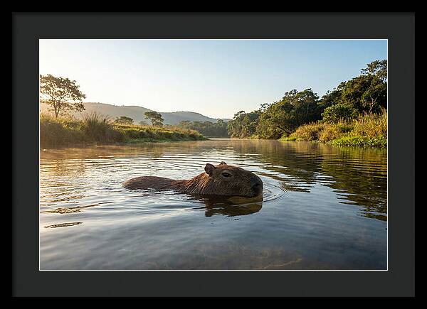 Capybara Swimming In Serenity