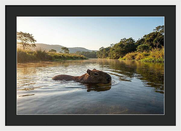 Capybara Swimming In Serenity