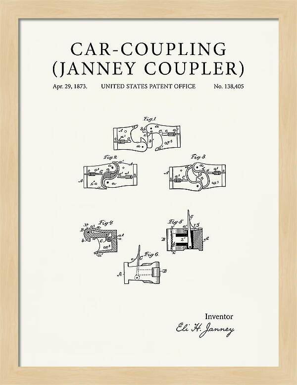 Car Coupling Janney Coupler Minimalist Patent Us138405
