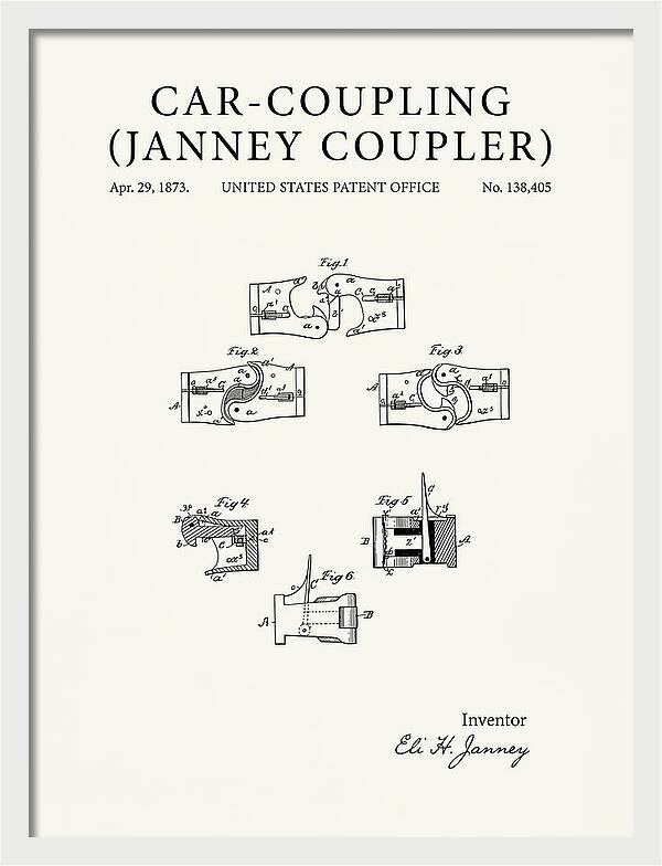 Car Coupling Janney Coupler Minimalist Patent Us138405