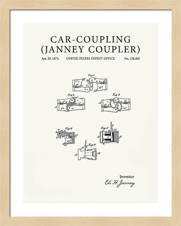 Car Coupling Janney Coupler Minimalist Patent Us138405