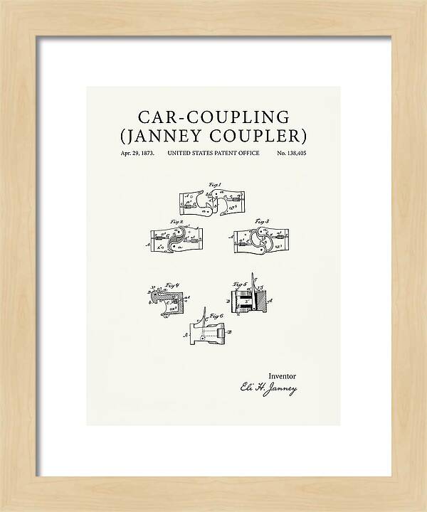 Car Coupling Janney Coupler Minimalist Patent Us138405