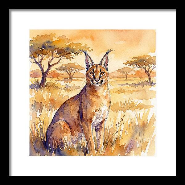 Caracal In Golden Grasslands