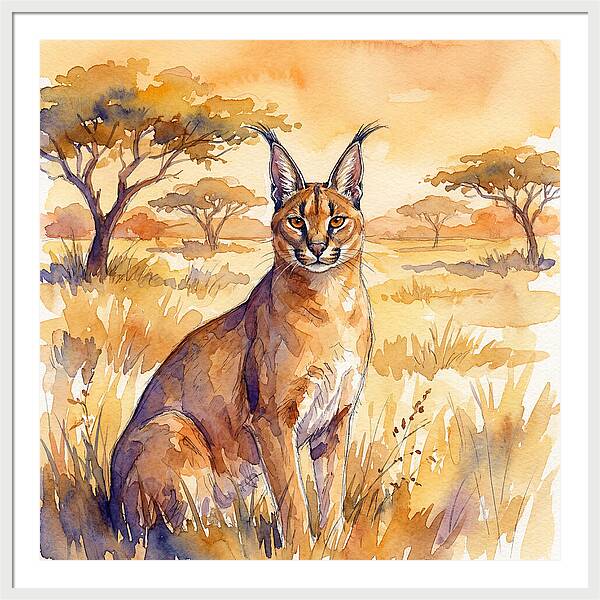 Caracal In Golden Grasslands