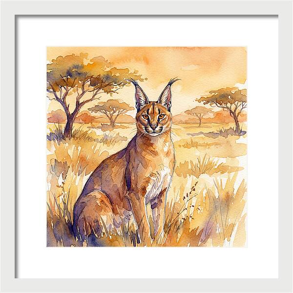 Caracal In Golden Grasslands