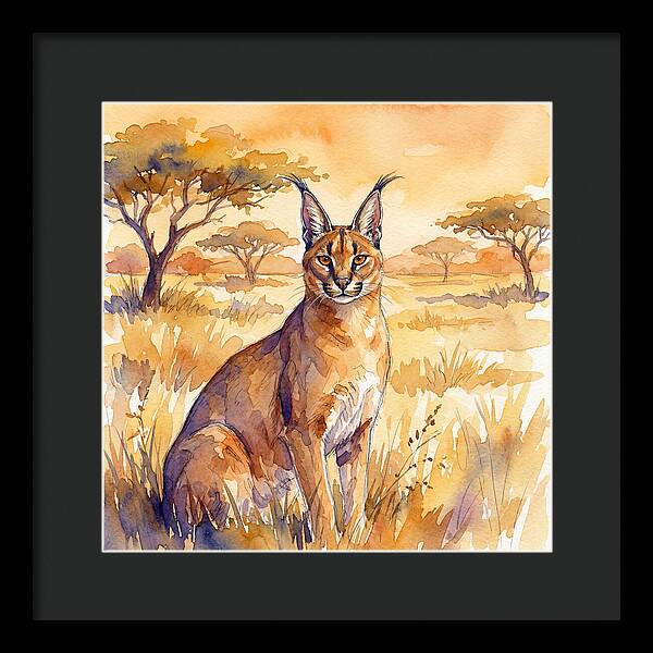 Caracal In Golden Grasslands