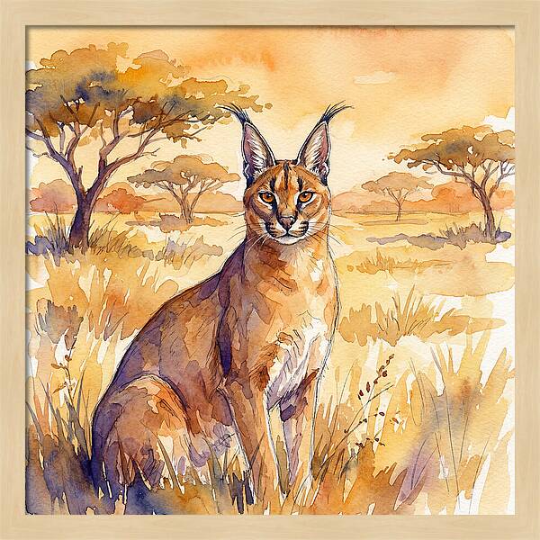 Caracal In Golden Grasslands