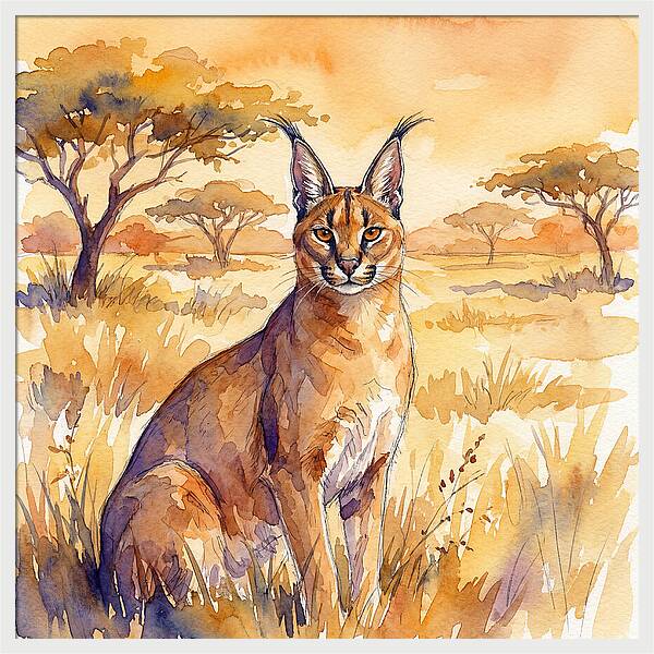 Caracal In Golden Grasslands