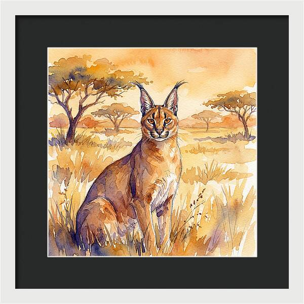 Caracal In Golden Grasslands