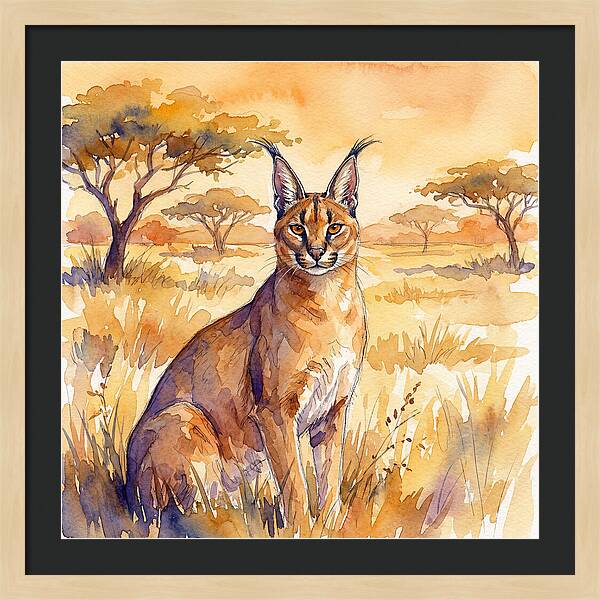 Caracal In Golden Grasslands