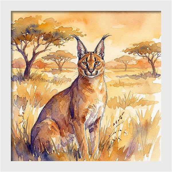 Caracal In Golden Grasslands