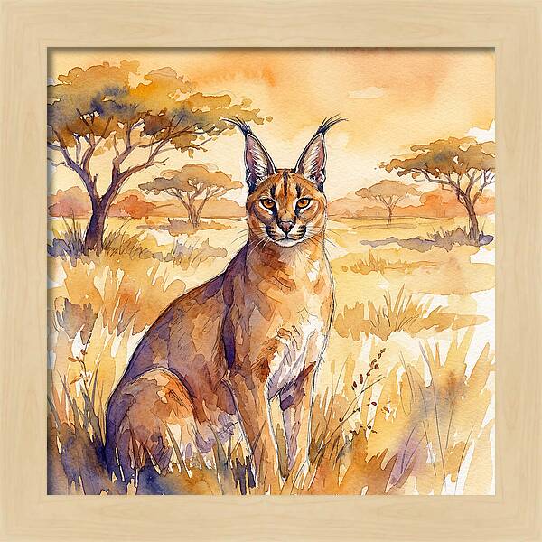 Caracal In Golden Grasslands