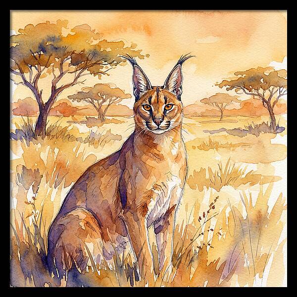 Caracal In Golden Grasslands