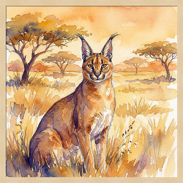 Caracal In Golden Grasslands