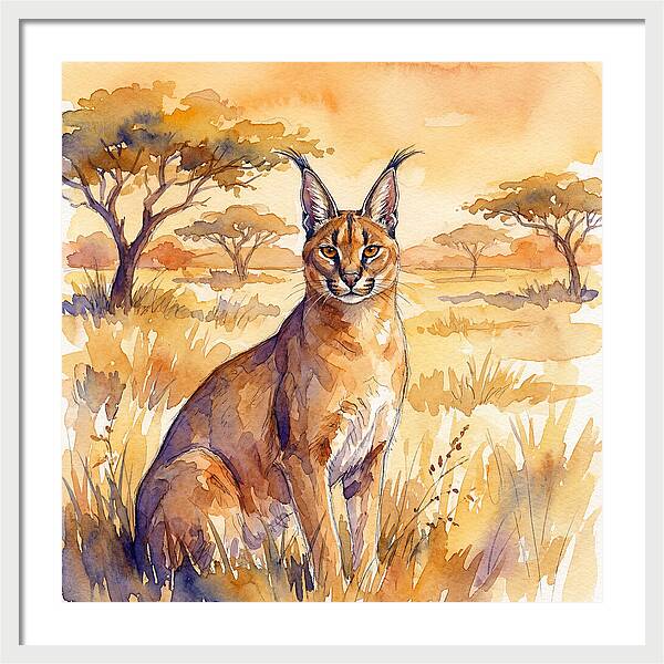 Caracal In Golden Grasslands