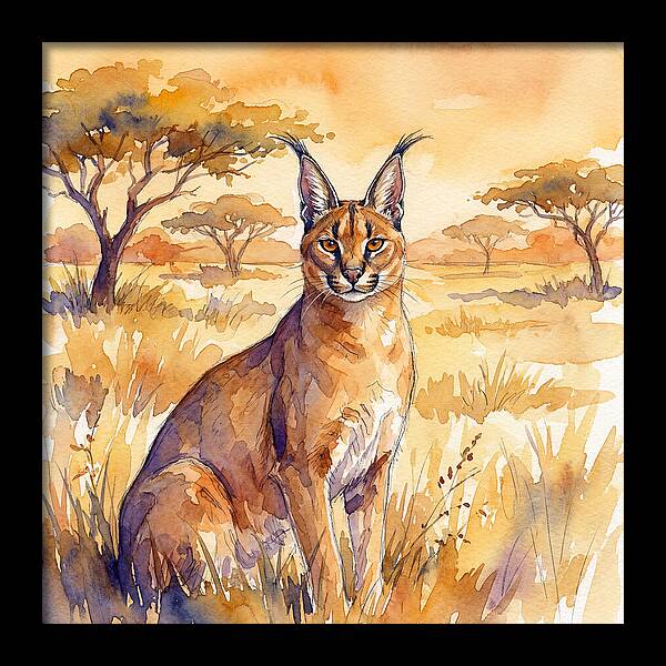 Caracal In Golden Grasslands