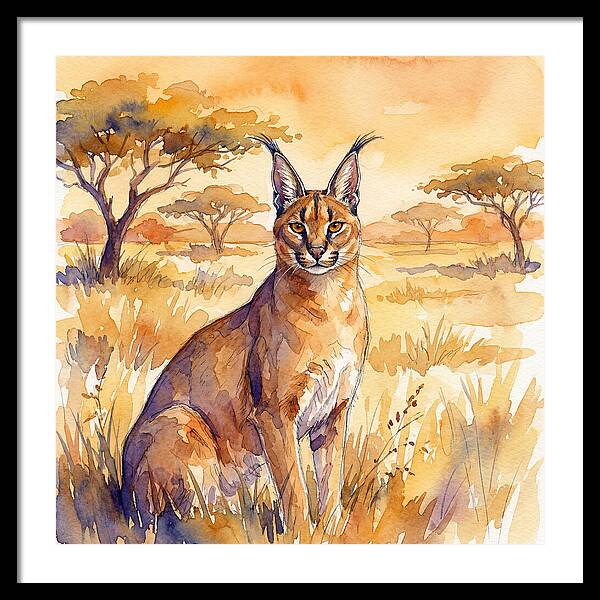 Caracal In Golden Grasslands