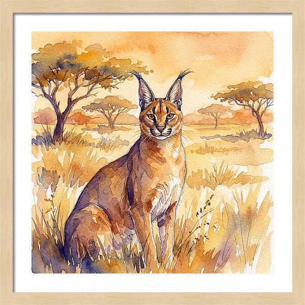 Caracal In Golden Grasslands