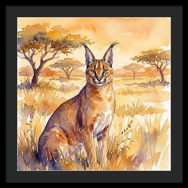 Caracal In Golden Grasslands