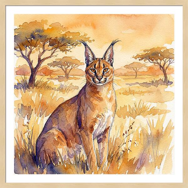 Caracal In Golden Grasslands