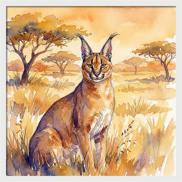 Caracal In Golden Grasslands