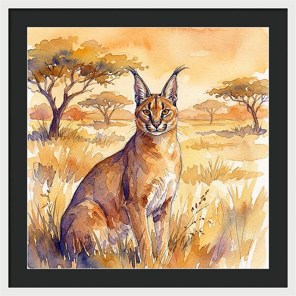 Caracal In Golden Grasslands