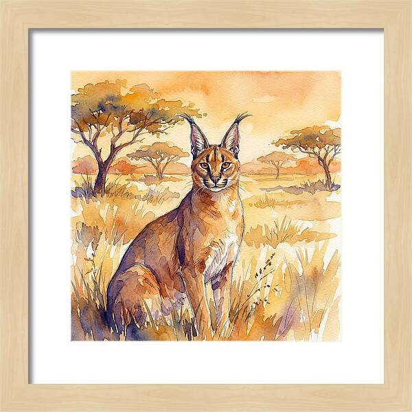 Caracal In Golden Grasslands