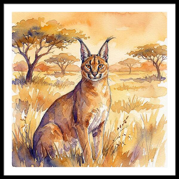 Caracal In Golden Grasslands