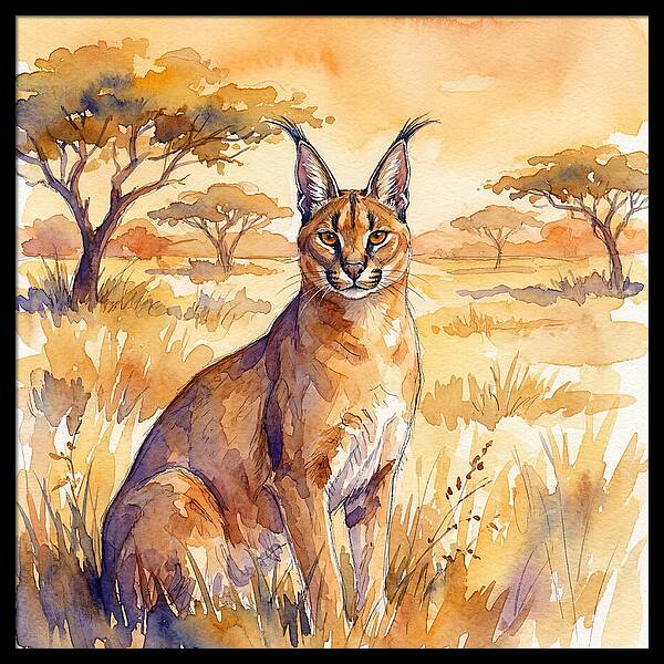 Caracal In Golden Grasslands