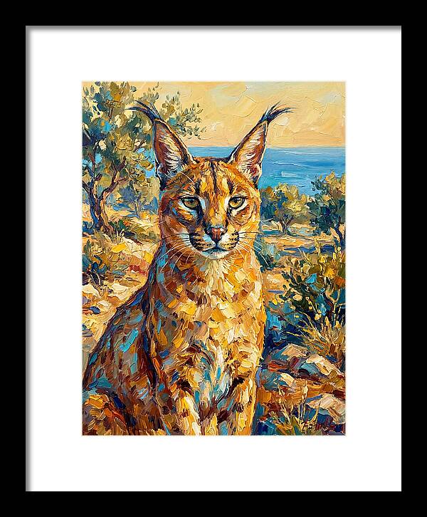 Caracal In Mediterranean Landscape