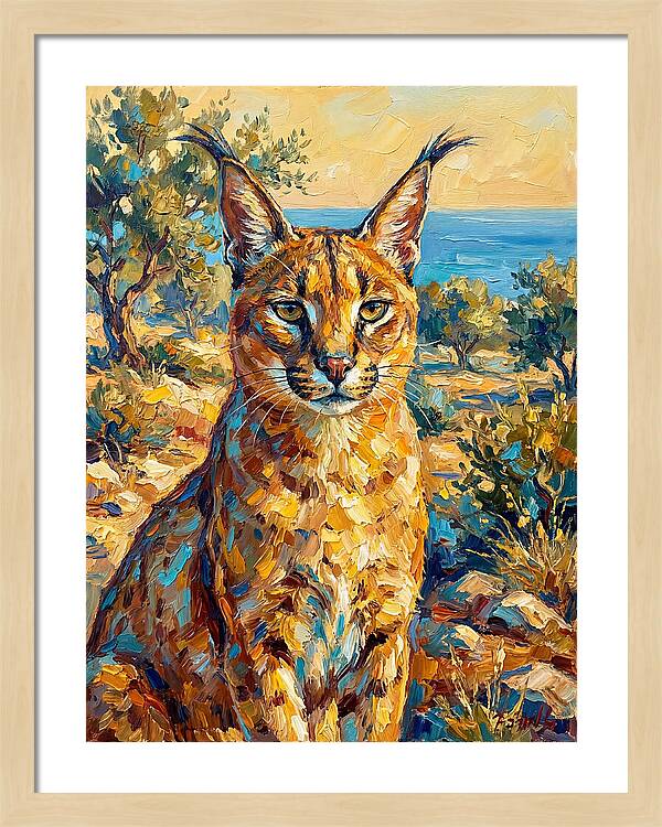 Caracal In Mediterranean Landscape
