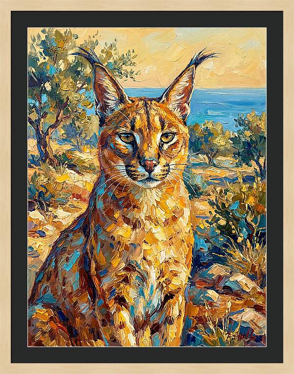 Caracal In Mediterranean Landscape