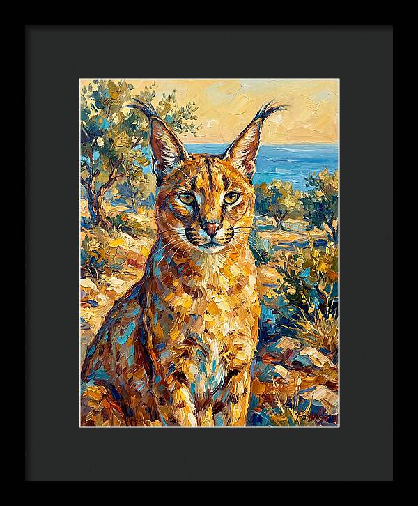 Caracal In Mediterranean Landscape