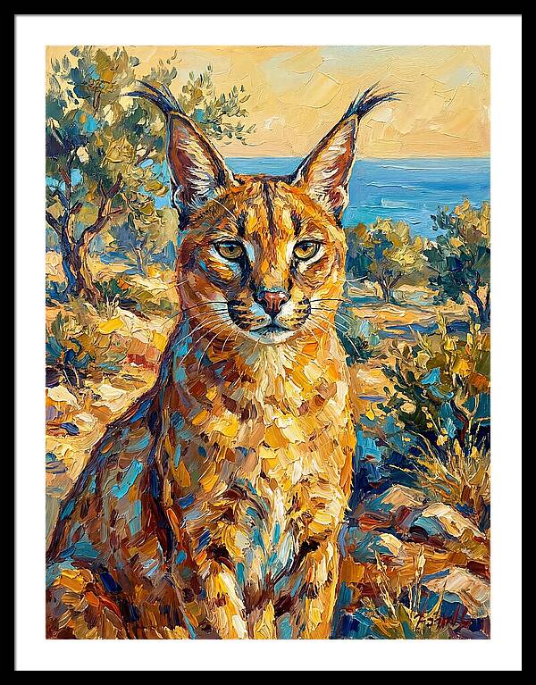 Caracal In Mediterranean Landscape