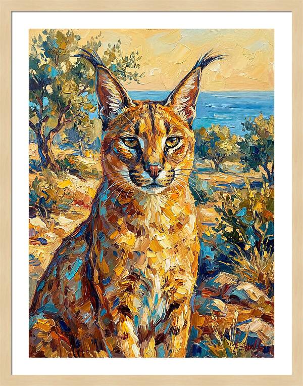 Caracal In Mediterranean Landscape